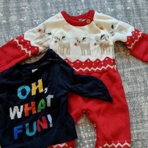 Holiday baby sweater and jumpsuit 12m
